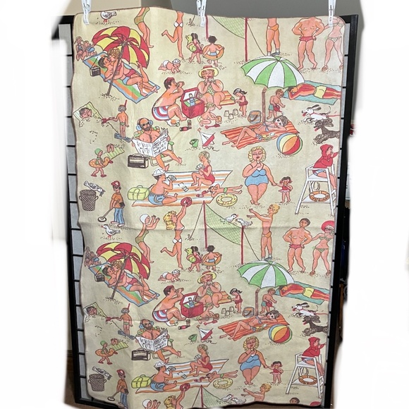 🏖️👙VINTAGE 1960's CHATHAM BEACH BLANKET,👙 CONEY ISLAND PRINT  69" x 46" - Picture 6 of 7
